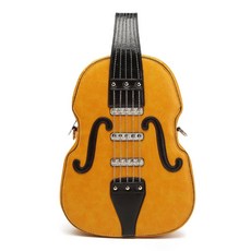 바이올린 세련된 바이올린에서 영감을 받은 PU 가죽 백팩 기능성 여성용 숄더백, Yellow