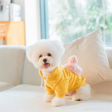 이스펫 귀여운 스타일 토끼 백팩 노란 강아지 옷, 1개, 포르노