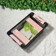 크레스티드게코 도마뱀 사육장 조이클린케이지 소 블랙, 1개, 손잡이-핑크