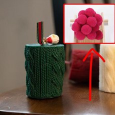 聖誕毛線造型蠟燭 聖誕節裝飾擺件, 1個, 【創意毛線造型】玫紅色毛球1個