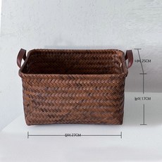 내추럴 PU 핸들 세탁 바구니 가성비 라탄 감성 빨래 통 장난감 패브릭 수납함, 1개, 1_미국식 수납 바구니 미들 17