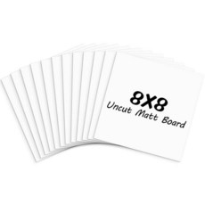[ 831758 ] 프레임토리 20.3 x 20.3cm(8 8인치) 언컷 매트 보드 12개 팩 프레임 그림 프린트 공예용 화이트 백킹, 8x8