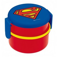 슈퍼맨 원형 2단 도시락, 1개, 블루외