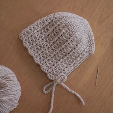 슬로우모먼츠 차차 윈터 보넷 - 메리노울 DIY 손뜨개 키트 태교뜨개질 코바늘 신생아 아기 모자 뜨기, 블랙, 1개