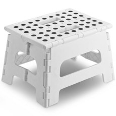 Handy Laundry 접이식 경량 스텝 스툴 - 성인을 지탱할 수 있을 만큼 튼튼하고 어린이에게 안전함 - 한 번의 플립으로 쉽게 열 수 있음 - 주방 욕실 또는 침실에, White