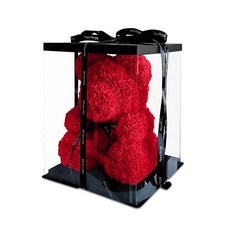 KAWASIMA 장미꽃 곰돌이발렌타인데이 선물 사랑고백 기념일 프러포즈 선물, 핑크, 라지, 1개