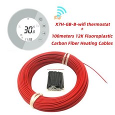 히팅 케이블 동파방지 수도 배관 열선 히터 온도조절 과열방지 100m 12k Fluoroplastic with thermostat 러시아어 적외선 탄소 섬유에서 출하 가능 따뜻한, [21] 100m and X7H-GB-BW, 1개