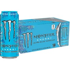 몬스터에너지 울트라 블루 하와이안 에너지 드링크 473ml 15캔 192367, 몬스터에너지 울트라 블루 하와이안 에너지 드링크 473