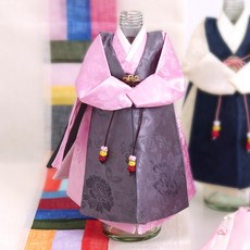 인테리어 소품 외국인선물 전통 남녀 한복 미니어처 신랑 신부 오브제 와인커버, HM04-GY(회색)