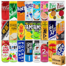 [한번에먹자] 코카콜라 칠성사이다 업소용 캔음료수 24종 혼합세트 환타 조지아 포카리스웨트 파워에이드 게토레이 써니텐 오란씨 맥콜 코코팜 밀키스 토레타 탄산음료 이온음료 캔커피, 1세트