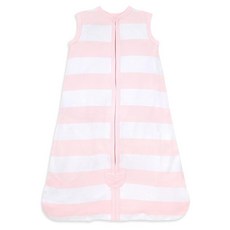 Burt's Bees Baby Beekeeper 웨어러블 담요 100% 유기농 면 포대 변환 가능 침낭, 경량(0.5 TOG), 럭비 스트라이프 블로썸