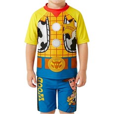 아마존평점4.5+ 미국출고 212771 디즈니 토이 스토리 래쉬가드 및 수영 트렁크 투피스 세트 버즈 라이트이어 우디 수영복 만 3~7세 멀티 우디 5~6세