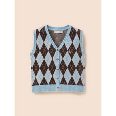 빈폴 키즈 키즈여아 아가일 오픈형 베스트 - 스카이 블루 521454