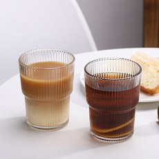 베이직랩 플리츠 스택 유리컵 380ml 2개, 단일 단일