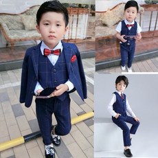 韓版男童格紋西裝套裝 兒童西裝禮服 花童畢業拍照西裝 婚禮週歲寶寶西裝