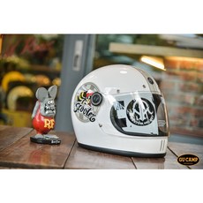 GU CAMP Air Runner 騎士安全帽 蜜蜂彩繪 復古老 scuola 小帽體 全罩 樂高帽 白色, 1個, 蜜蜂彩繪 白,XL