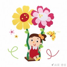 탄 유니아트 초등미술재료 (여아) (펠트) 꾸미기재료 공예 아이 꽃그네 나비몰, 상세페이지 참조