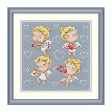 Stich 크로스 스티치 키트 공예 사랑 작은 천사 28-28 크로스 스티치 바느질 자수 크로스 스티치, 보여진 바와 같이, 16CT, 1개