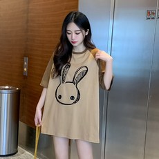 임부복 여름 순면 레터링 나그랑 배색 루즈핏 반팔 빅사이즈 티셔츠 상의