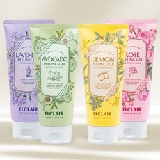 NEW 엘클레어 페이스+바디 필링젤 시즌2 4개세트 #스크럽#각질제거#피부저자극0.00#임상완료, 아보카도+레몬+라벤더+로즈, 200ml