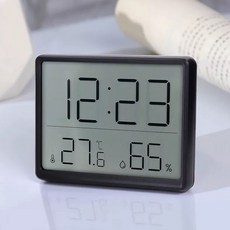 멀리서도 잘 보이는 온습도계 시계 자석 부착 벽걸이 탁상겸용, 블랙, 2개