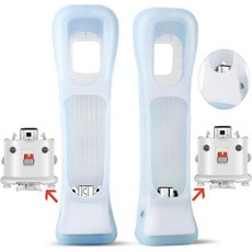 기계-야 2팩 Wii 모션 플러스 어댑터 Wii 리모컨용 실리콘 케이스 포함 - 외장 리모컨 모션 플러스 센서 컨트롤러 Wii U 모션 플러스 흰색, White (1PCS), 1개