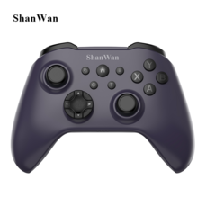 ShanWan 無線遊戲手柄 人體工學設計 多平台支援 暢玩PC/Switch, Q34B烏梅紫(導電膠十字鍵) (全新升級)
