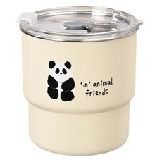 Qiaokao 팬더 프린팅 304 스테인리스 커피컵 450ML, 1개, 아이보리 1개, 아이보리