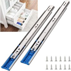 VAPSINT 6組 12インチ ソフトクローズ 引き出しスライド 耐荷重110ポンド 高耐久 3フロッド 引き出しランナー キャビネット用 ボールベアリング フルエクステンション サイドマウント, 파랑-N-6조
