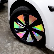 영카클럽 테슬라 모델3 하이랜드 호환 18인치 휠스티커 차량 악세사리 튜닝 용품, 포지드카본블랙, 1세트