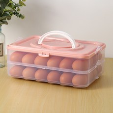 DFMEI 雞蛋收納盒家用冰箱食品級保鮮盒專用雞蛋餃子盒混沌冷凍盒塑料盒, 1個, 北歐粉-2層1蓋