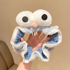韓版可愛大眼睛束髮帶毛絨彈力洗洗臉束髮帶髮箍韓國寬邊髮飾女, 1個, 大眼髮帶-藍色