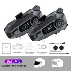 1/2pcs FM + 블루투스 5.3 오토바이 헬멧 인터콤 헤드셋 500M 무선 인터폰 음악 공유 방수 핸즈프리 통화, 01 2 Pieces Soft Mic
