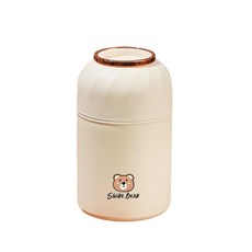 SWIPE BEAR 燜燒保溫飯盒桶 24小時長效保溫 316鋼, 316鋼米白 - 500ml 送摺疊勺, 1個