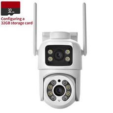실외 야외 방수 CCTV 감시 홈 카메라 WI-FI 듀얼 렌즈 스크린 AI 자동 IP 와이파이 PTZ 양방향 ICSEE 4MP, 4)4MP Add 32G Card, EU 플러그, 1개