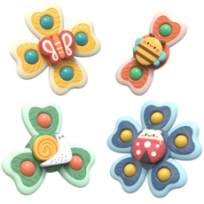 말랑베이비 흡착 회전 딸랑이 아기 스피너 세트, 곤충 4종[무당벌레+나비+달팽이+꿀벌], 1개