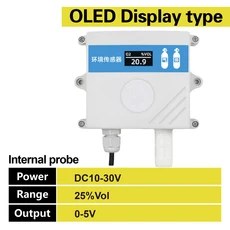 방사능 측정기 벽걸이형 산소 센서 O2 농도 가스 감지기 온실 및 축산용 송신기, OLED 0-5V 25Vol