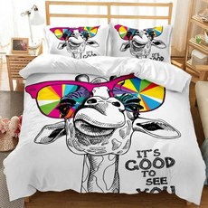 라마 이불 커버 퀸 킹 풀 트윈 사이즈 귀여운 알파카 침구 폴리에스터 동물, 4. 7