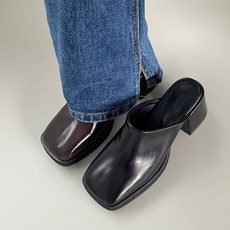 가보시 스퀘어 블로퍼힐 7cm 청키굽 뮬슬리퍼