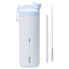 코울 아보카도 듀얼 스파우트 빨대 손잡이 휴대용 진공 보온보냉 스텐 텀블러, 1개, 570ml, 아쿠아 블루