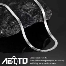 AETTO 寬版蛇骨鈦鋼項鍊