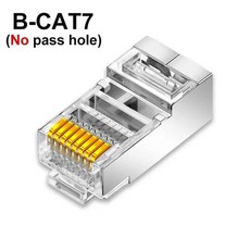 크리스탈 엔드 금도금 8P8C 크림프 UTP 이더넷 모듈러 플러그 RJ45 Cat7 차폐 커넥터 1 30 개 통과, 4) 1Pcs - CAT7(no Pass Hole), 1개