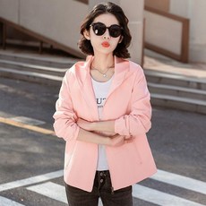 女春秋薄款衝鋒衣 戶外休閒連帽風衣外套