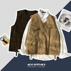 工裝馬甲男 潮牌戰術釣魚背心 無袖外套 韓版大尺碼坎肩