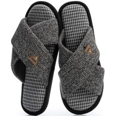 GOEWY 남성용 하우스 슬리퍼 아늑한 크로스 밴드 메모리 폼 슈즈 부드러운 미끄럼 방지 실내 신발 통기성 여름 홈 아빠 친구를 위한 선물 블랙.