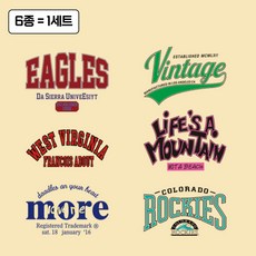 [마켓피아] 열전사지 의류전사지 열전사스티커 전사지, 1개, 6종(대형3종+소형3종)