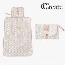 CC家居 可愛小動物多功能攜帶式隔尿墊/尿布墊(可摺疊收納) 輕巧方便攜帶 隔尿乾爽, 1個, 兔兔, 米色