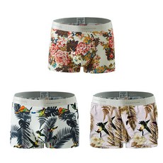 男款印花四角內褲 3件組