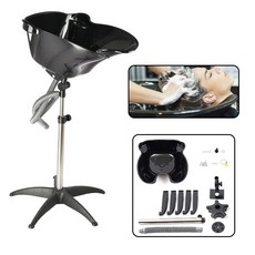 可拆卸移動洗頭盆 可升降立式坐式洗頭盆 沖水盆 髮廊家庭專業通用 便攜戶外 可調角度高度, 黑色, 1個