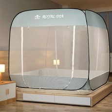 로얄다이아 텐트형 고급 사각 3문 원터치모기장 콤비모기장, 민트 콤비모기장